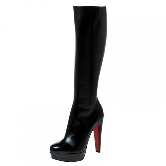 Christian Louboutin Shoes - Christian Louboutin Black Lady Leather Platform Knee High Boots